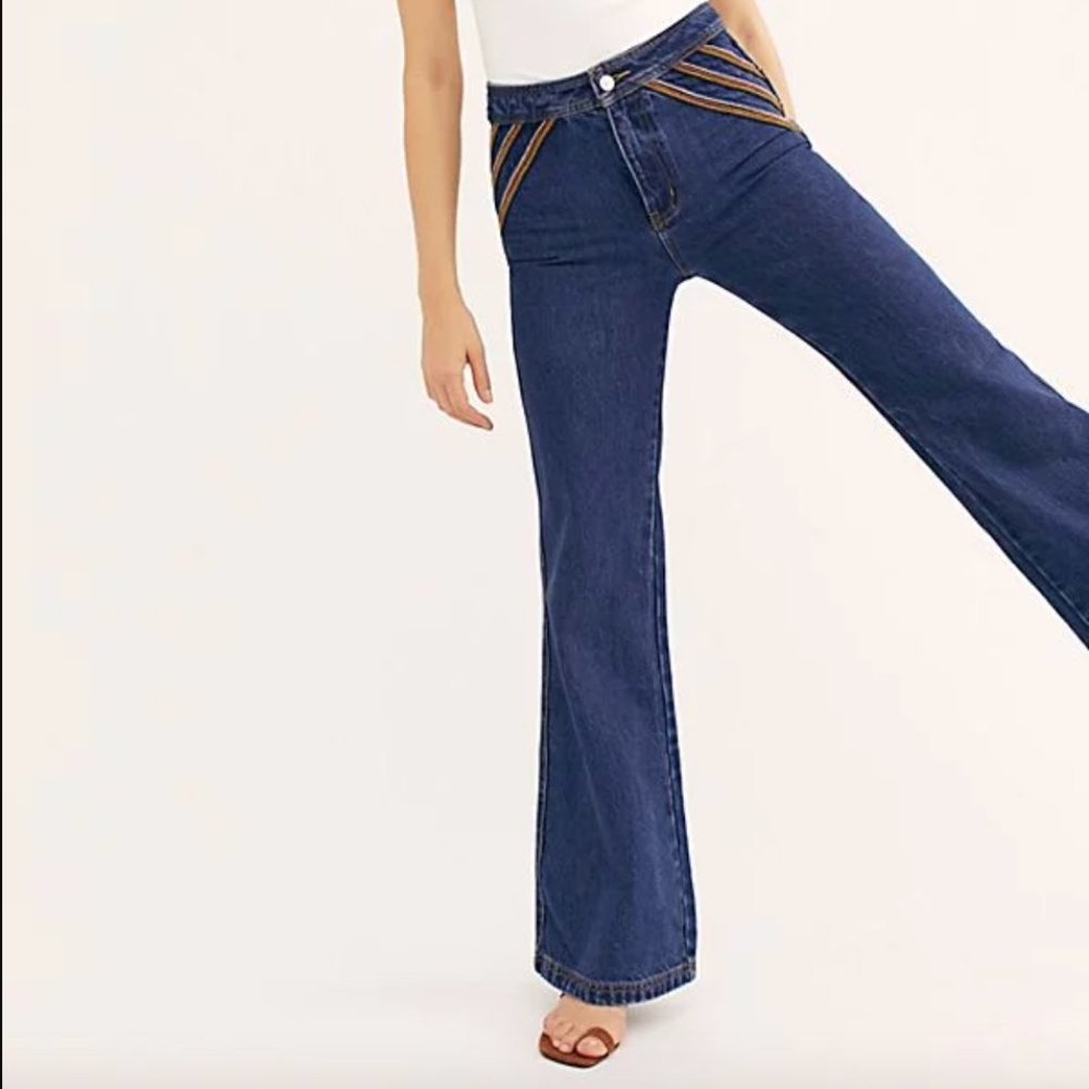 Free People Over The Rainbow Flare Jeans